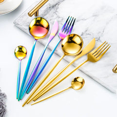 24pcs Gold Stainless Steel Cutlery Set